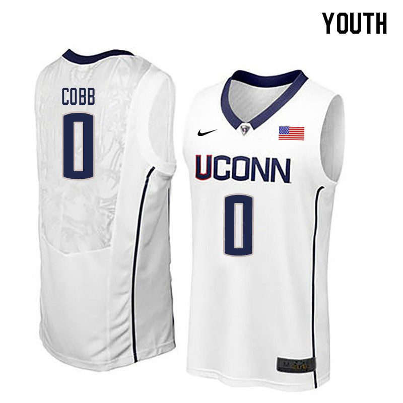 Youth #0 Eric Cobb Uconn Huskies College Basketball Jerseys Sale-White